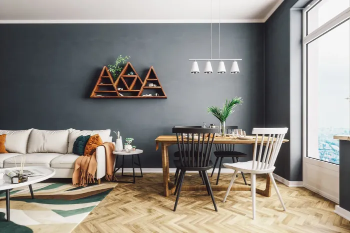 Full home renovation with herringbone hardwood floors by Leo Constra in Ontario