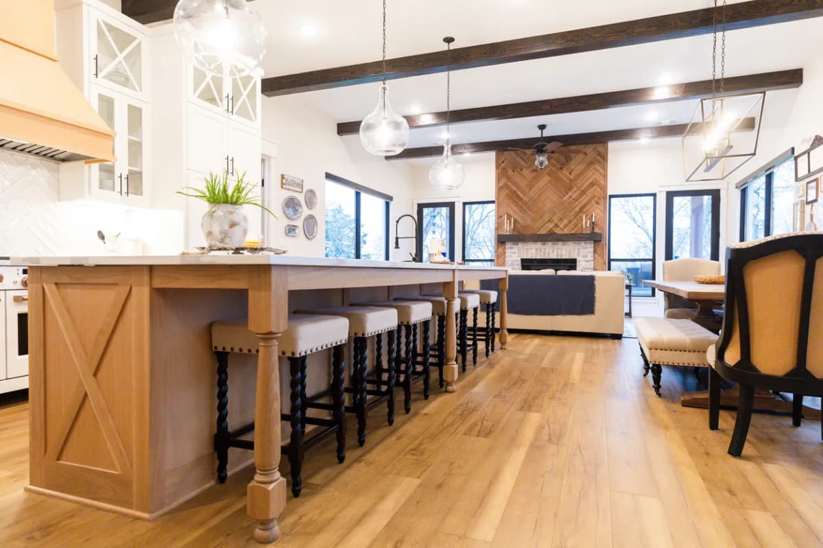 Custom kitchen island with built-in storage and seating in Ontario