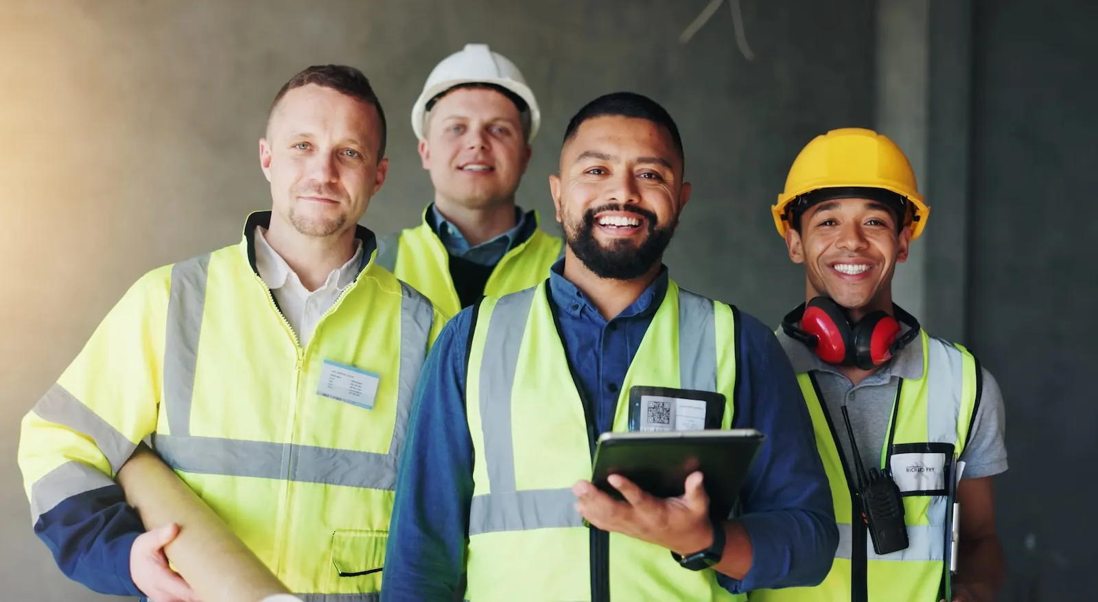 Professional licensed and insured renovation contractors team wearing safety equipment at construction site in Toronto GTA